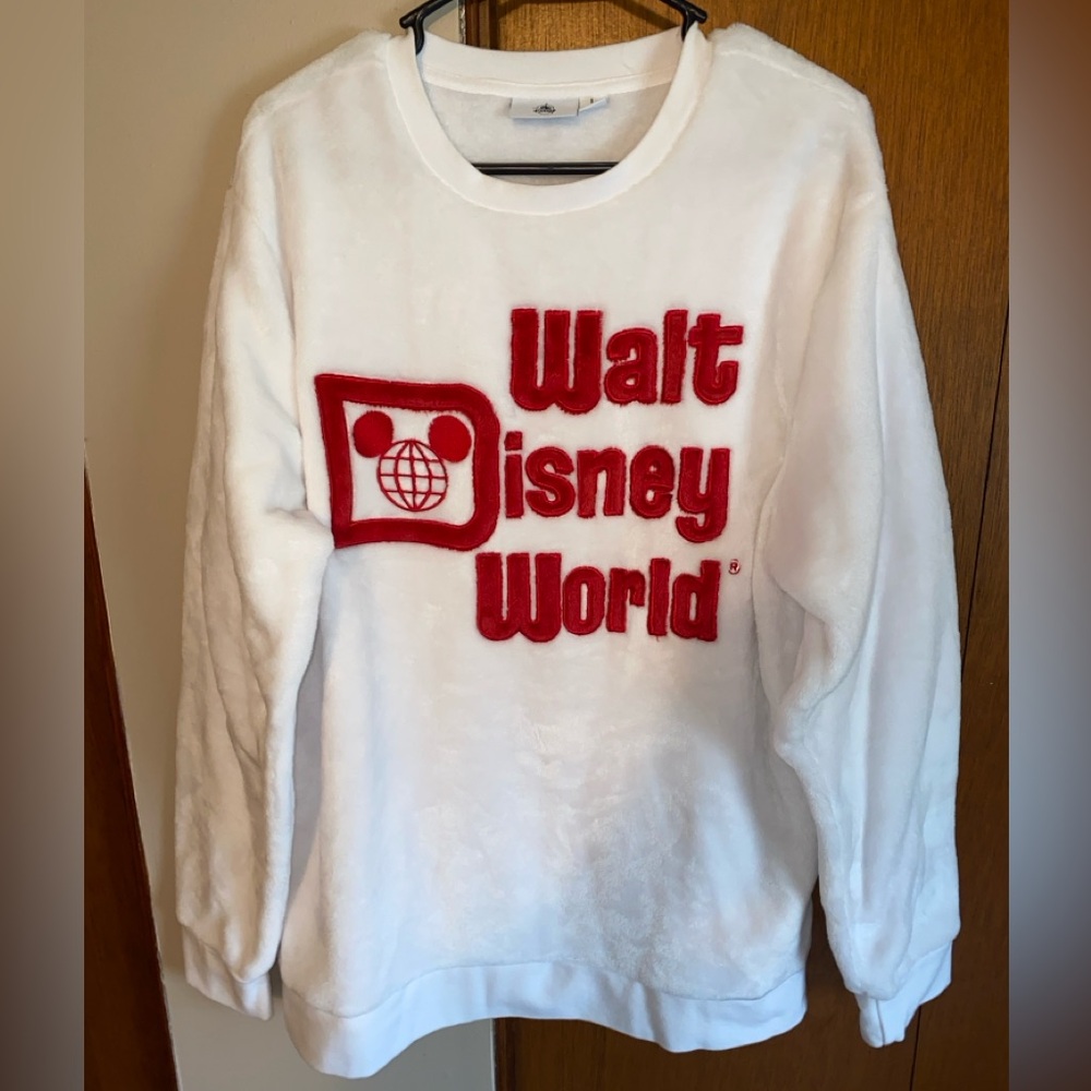 Walt Disney World Fleece Sweatshirt Sweater Adult Large L White Soft Cozy